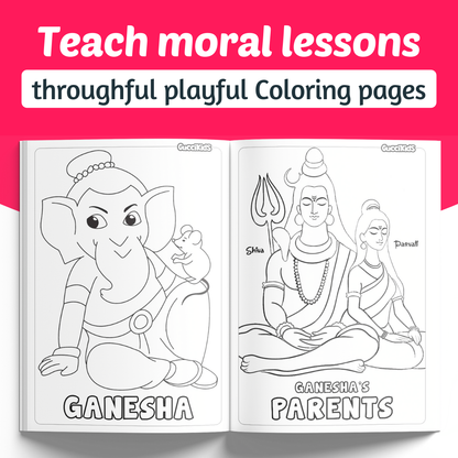 COMBO of 5 - Coloring Books Boxset for Kids - HINDU GODS (Ganesha, Shiva, Ram, Krishna, Hanuman)