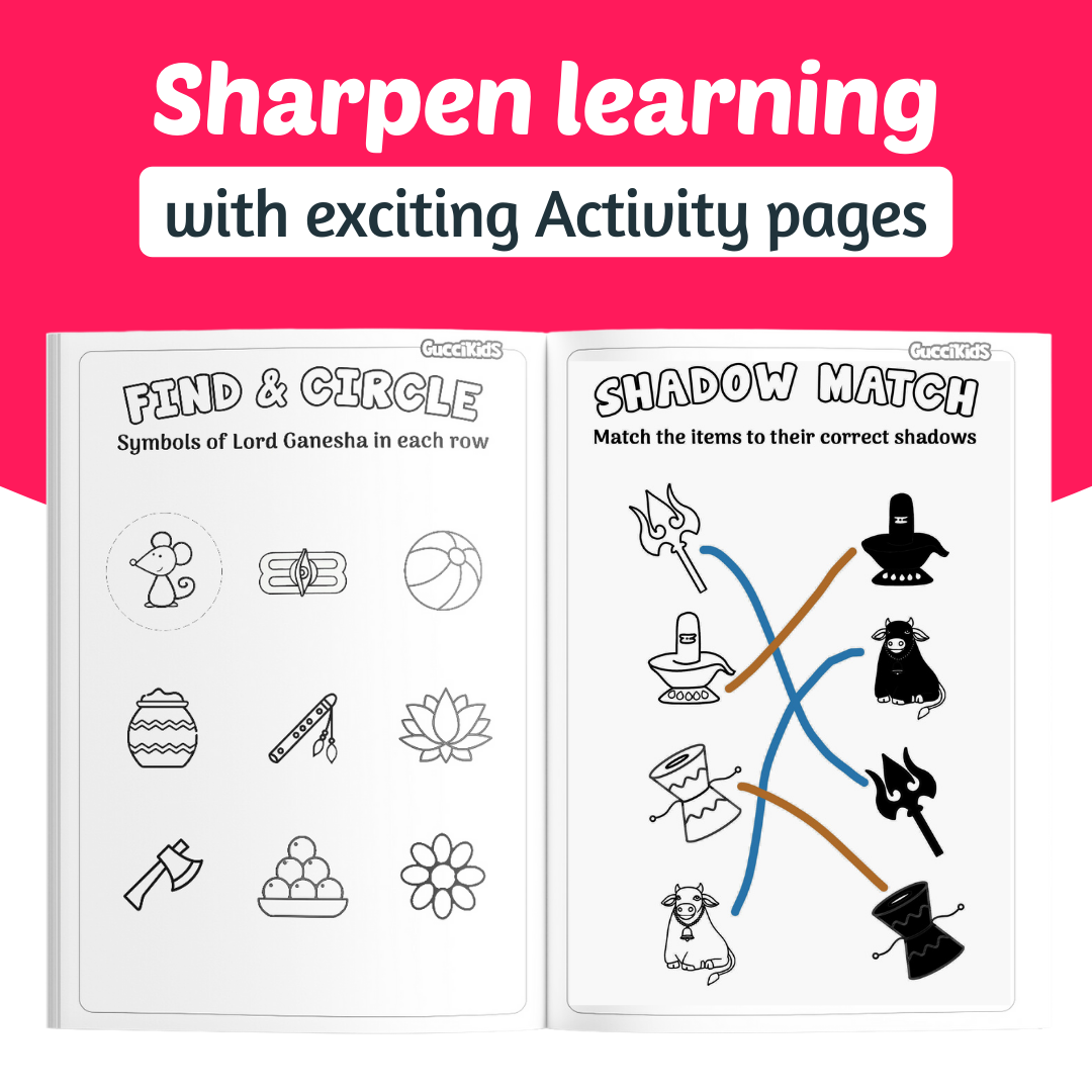 COMBO of 5 - Coloring Books Boxset for Kids - HINDU GODS (Ganesha, Shiva, Ram, Krishna, Hanuman)