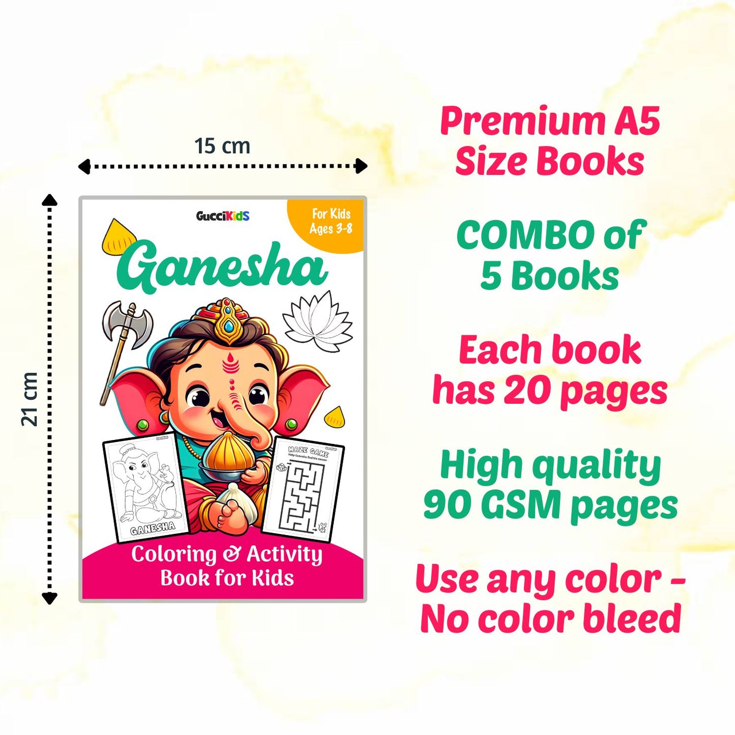 COMBO of 5 - Coloring Books Boxset for Kids - HINDU GODS (Ganesha, Shiva, Ram, Krishna, Hanuman)