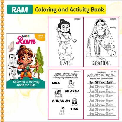 COMBO of 5 - Coloring Books Boxset for Kids - HINDU GODS (Ganesha, Shiva, Ram, Krishna, Hanuman)